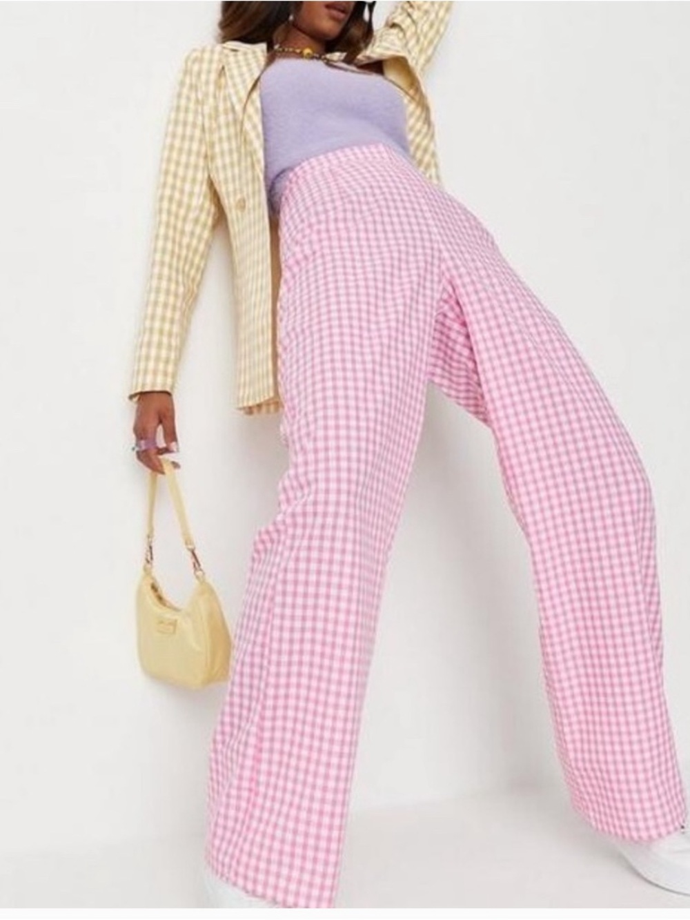 Missguided Pink Gingham Wide
Leg Pants, Size 6 NWT